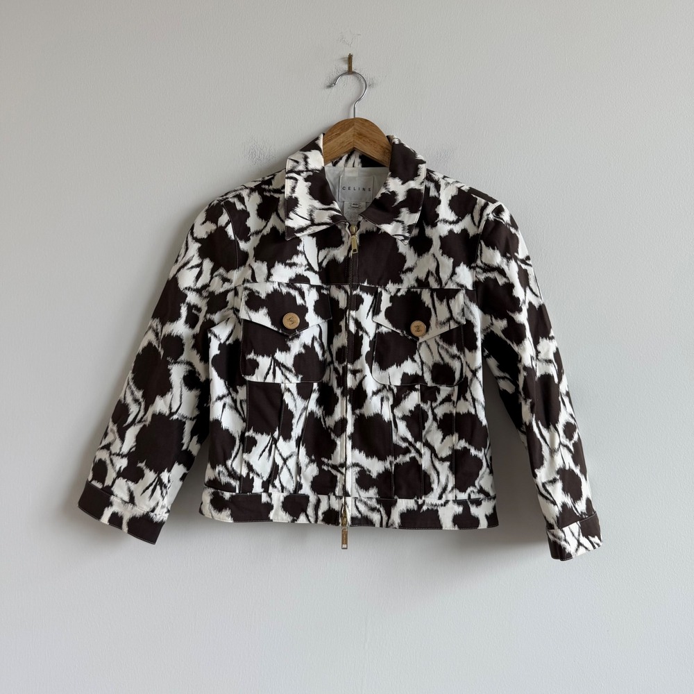 Celine Print Cropped Jacket‎ with Gold Buttons